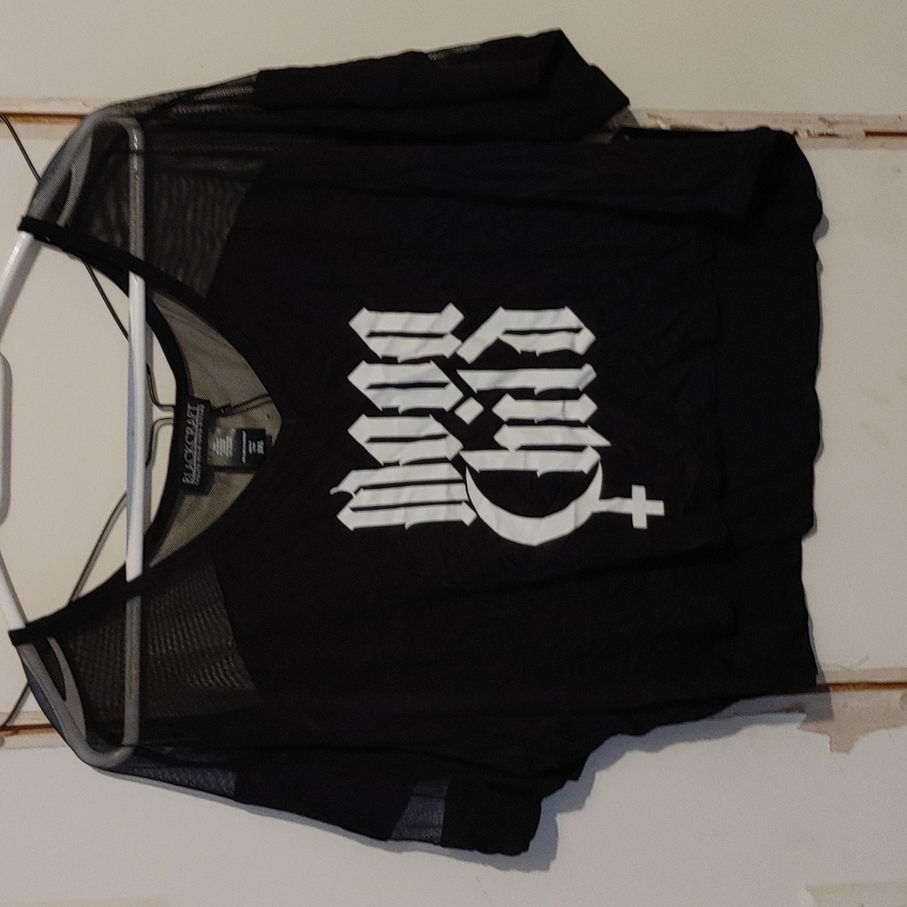 Black Mesh Crop Top - Picture 6 of 11